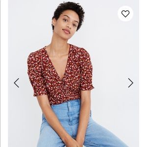 Madewell short sleeve silk blouse